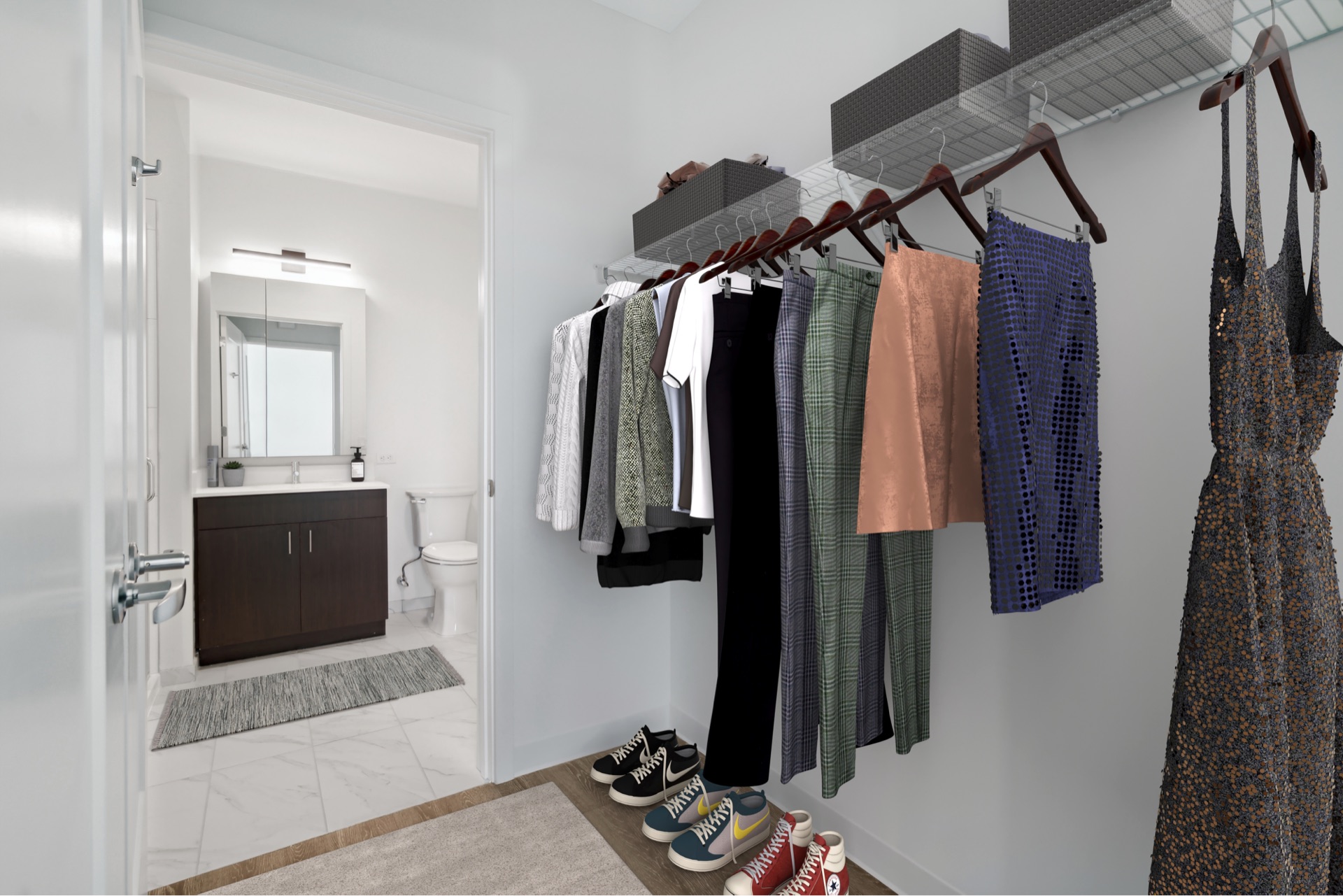 Virtual Staging of Bathroom and Closet in Vacant Unit