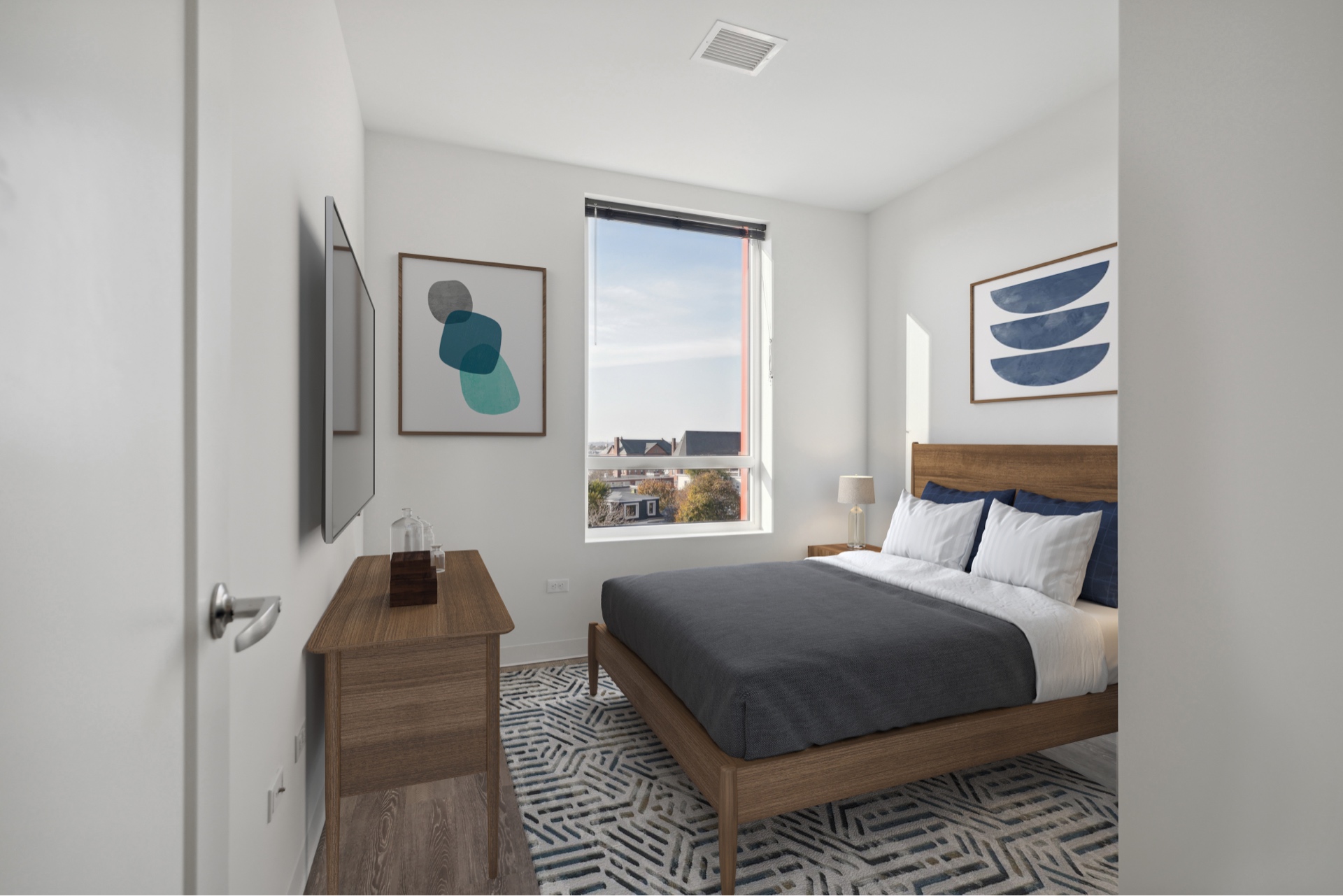 Virtual Staging of Bedroom One in Vacant Unit