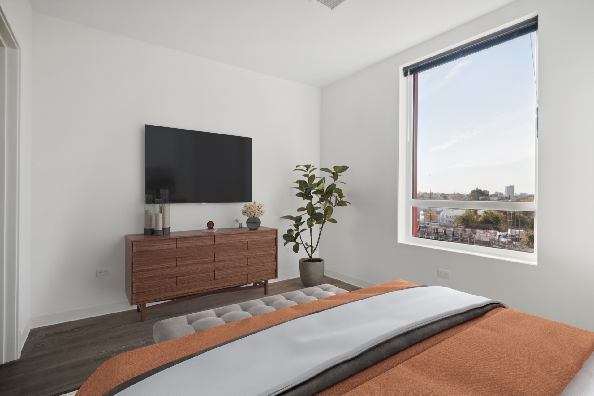 Virtual Staging of Bedroom Two in Vacant Unit
